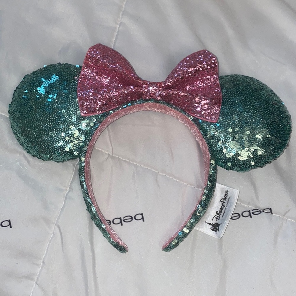 Disney ears mint and pink bow